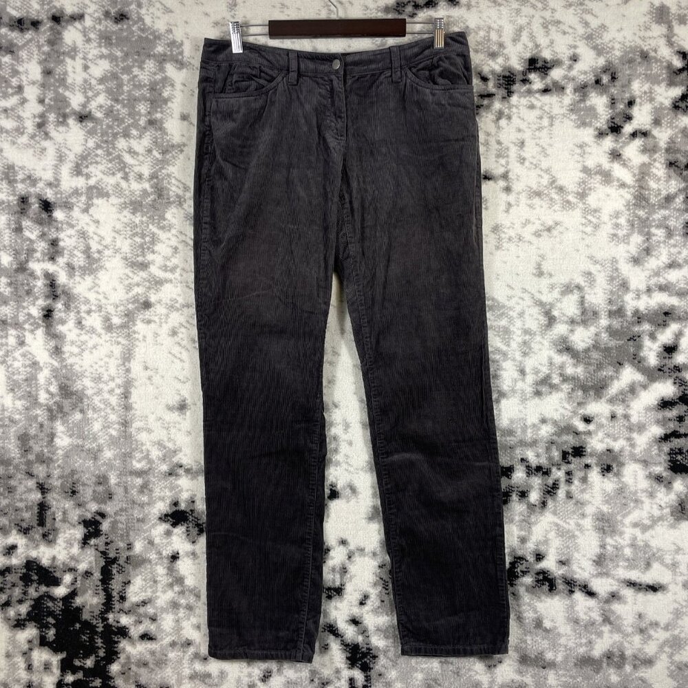 Eileen Fisher Corduroy Jeans Womens Size 8 Dark Brown Straight Leg Cotton Tencel